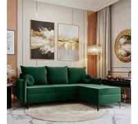Leon L Living Room Corner Sofa Bed With Dl Mechanism Storage Box Mdf Frame Bonell Springs 213X168X101Cm Green Right