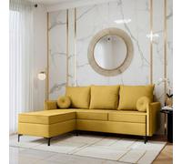 Leon L Living Room Corner Sofa Bed With Dl Mechanism Storage Box Mdf Frame Bonell Springs 213X168X101Cm Yellow Left