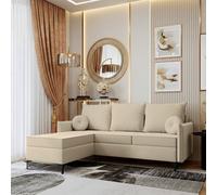 Leon L Living Room Corner Sofa Bed With Dl Mechanism Storage Box Mdf Frame Bonell Springs 213X168X101Cm Beige Left