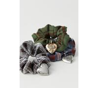 Leon Pony Locket Scrunchie at Free People in Black And White Plaid - female
