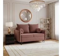 Leon Small Mdf Sofa Bed With Dl Unfolding Mechanism Bonell Spring Storage And Metal Legs 145X94X101Cm Dusty Pink
