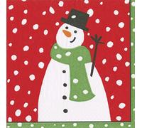 Leon Snowman Christmas Red Entertaining with Caspari Paper Caspari Paper Luncheon Napkin 20 in Pack 33cm Square