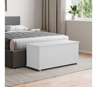 Vida Designs Leon Storage Ottoman, Wooden Chest With Lid, Seat, Stool, Window Bench, Blankets, Bedding, Toy Box, Footstool, White