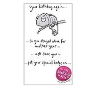 Leon the Chameleon Birthday Card - On branch