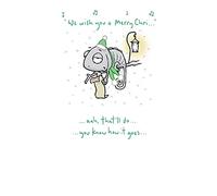 Leon the Chameleon 'We Wish You a Merry Christmas' Humour Card 5 x 9 ins