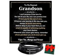 LEONADORA Grandson Cross Bracelet From Grandma Grandpa, Grandson Gifts From Nana Papa, Men Bracelet From Grandfather Grandmother for Graduation Birthday Christmas, Standard, Stainless Steel, no