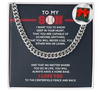 LEONADORA Personalized Baseball Necklace To My Son From Mom, To My Son Necklace From Mother Father, Men Pendant Jewelry Gift From Dad to Baseball Player for Birthday Graduation Christmas, Standard