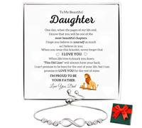 LEONADORA To My Daughter Bracelet, Personalized Daughter Bracelets from Mom and Dad, Gifts from Mother or Father, Beautiful Bracelet for Women, Christmas Graduation Birthday Gift Idea, One Size