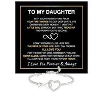 LEONADORA To My Daughter Bracelet, Personalized Daughter Bracelets from Mom and Dad, Gifts from Mother or Father, Beautiful Bracelet for Women, Christmas Graduation Birthday Gift Idea, One Size