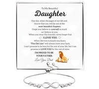 LEONADORA To My Daughter Bracelet, Personalized Daughter Bracelets from Mom and Dad, Gifts from Mother or Father, Beautiful Bracelet for Women, Christmas Graduation Birthday Gift Idea, One Size