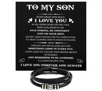 LEONADORA To My Son Bracelet From Mom and Dad, Personalized Amazing Son Bracelet From Mother Father, Inspiration Graduation Birthday Gifts, Cool Christmas Gift for Men, Standard, Stainless Steel, no