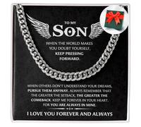 LEONADORA To My Son Necklace From Mom and Dad, Personalized Amazing Son Necklace From Mother Father, Inspiration Graduation Birthday Gifts, Cool Christmas Gift for Men, Standard, Stainless Steel, No