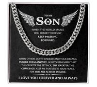 LEONADORA To My Son Necklace From Mom and Dad, Personalized Amazing Son Necklace From Mother Father, Inspiration Graduation Birthday Gifts, Cool Christmas Gift for Men, Standard, Stainless Steel, No
