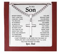 LEONADORA To My Son Necklace From Mom and Dad, Personalized Amazing Son Necklace From Mother Father, Inspiration Graduation Birthday Gifts, Cool Christmas Gift for Men, Standard, Stainless Steel, No