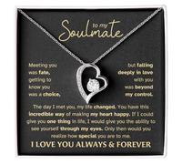 LEONADORA To My Soulmate Necklace For Women, Gifts For Girlfriend, Personalized Christmas Presents Best Birthday Meaningful Gift For Wife, Romantic Anniversary Jewelry for Her, Standard, Stainless