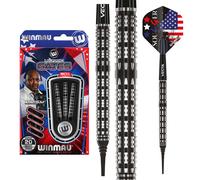 WINMAU Leonard Gates The Soulger 18 Gram Barrel / 20 Gram Full Weight Professional Tungsten Darts Set with Flights and Stems (Shafts)