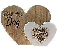 Leonardo All You Need Is Love & A Dog Double Wooden Heart Sentiment Plaque