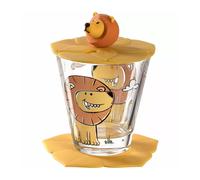 Leonardo Bambini Lion Kids Drink Set 3 Piece Glass Cup Lid Coaster