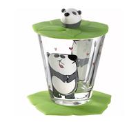 Leonardo Bambini Panda Kids Drink Set 3 Piece Glass Cup Lid Coaster