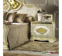 Leonardo Bedside Cabinet - 2 Drawer - Ivory Gloss and Gold