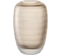 Leonardo Bellagio 036447 Decorative Vase - Coloured Vase Made of High-Quality Glass with Relief Exterior - Handmade - Height 16 cm, Diameter 10 cm - Beige