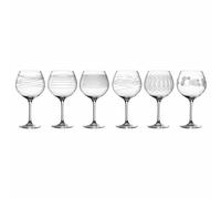 Leonardo Burgundy glass CASELLA set of 6 with diagravure, crystal glass, clea...