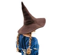 Leonardo Carbone® Agata Witch Hat - Witch Costume, Medieval Clothing Headgear, Brown Wool Felt, Women's Halloween Costume, LARP Accessory