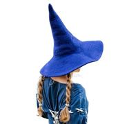 Leonardo Carbone® Agata Witch Hat - Witch Costume, Medieval Clothing Headgear, Halloween Costume Women, Witcher Hat, Wizard Hat, LARP Clothing, Carnival, Cosplay - 100% Wool Blue