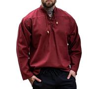 Leonardo Carbone® Ansbert Medieval Shirt - Medieval Clothing, Medieval Shirt Men, LARP Clothing, Festival Outfit, Carnival Costume, Casual Shirts Long Sleeve - 100% Cotton, red, M