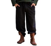 Leonardo Carbone® Dirk Men's Trousers, Lightweight Summer Trousers, Festival Outfit, Viking, Medieval Clothing, LARP, Cosplay, Casual Trousers, Long, 100% Cotton, black, S