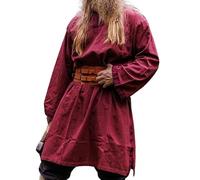 Leonardo Carbone® Halvor Tunic with Border - Medieval Clothing Men's Medieval Shirt, Casual Shirts Long Sleeves, Carnival Costume, Viking Tunic, LARP Clothing - 100% Cotton, red, XXL
