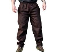 Leonardo Carbone® Harald Rustic Wool Trousers, Men's Trousers, Lightweight Summer Trousers, Festival Outfit, Viking, Medieval Clothing, LARP, Cosplay, Casual Trousers Long, brown, 3XL