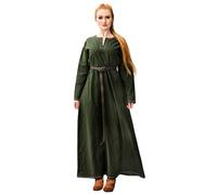 Leonardo Carbone® Helga Women's Viking Underdress | Elaborate Embroidery | Flowing Silhouette | Carnival, Halloween, Cosplay, LARP, Medieval Viking | 100% Cotton, Green, L