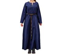 Leonardo Carbone® Helga Women's Viking Underdress | Elaborate Embroidery | Flowing Silhouette | Carnival, Halloween, Cosplay, LARP, Medieval Viking | 100% Cotton, blue, XXXL