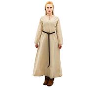 Leonardo Carbone® Helga Women's Viking Underdress | Elaborate Embroidery | Flowing Silhouette | Carnival, Halloween, Cosplay, LARP, Medieval Viking | 100% Cotton, natural, S
