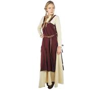 Leonardo Carbone® Hildegard Women's Overdress Side Straps Carnival Halloween Cosplay LARP Medieval Dress Costume Gown 100% Cotton, bordeaux, S-M