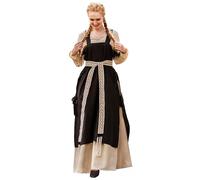 Leonardo Carbone® Hildegard Women's Overdress Side Straps Carnival Halloween Cosplay LARP Medieval Dress Costume Gown 100% Cotton, brown, L/XL