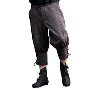 Leonardo Carbone® Laurence Knee Trousers with Underleg Lacing - 3/4 Men's Trousers, Medieval Clothing, Viking Trousers Costume, Festival Outfit, LARP, Cosplay, Casual Trousers - 100% Cotton, brown,