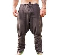 Leonardo Carbone® Magnus Viking Trousers with Leg Lacing, Men's Trousers, Medieval Clothing, Viking Trousers, Costume, Festival Outfit, LARP, Cosplay, Casual Trousers - 100% Cotton, brown, 3XL