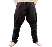 Leonardo Carbone® Magnus Viking Trousers with Leg Lacing, Men's Trousers, Medieval Clothing, Viking Trousers, Costume, Festival Outfit, LARP, Cosplay, Casual Trousers - 100% Cotton, black / brown, S