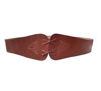 Leonardo Carbone Medieval Ladies Bodice Belt Alana with Celtic Embossed Smooth Brown Leather - 130 cm