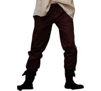 Leonardo Carbone Medieval Men's Pants Arvo Long with Elastic Band Cotton Brown - XL