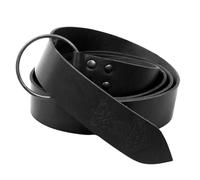 Leonardo Carbone Medieval Men's Ring Belt with Thors Hammer Embossed 4cm Wide Smooth Leather Black - 150 cm