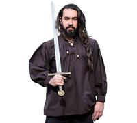 Leonardo Carbone® Medieval Shirt Friedrich - Medieval Clothing, Medieval Shirt Men, LARP Clothing, Festival Outfit Men, Carnival Costume Men, Casual Shirts Long Sleeve, brown, XL