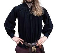 Leonardo Carbone® Medieval Shirt Friedrich - Medieval Clothing, Medieval Shirt Men, LARP Clothing, Festival Outfit Men, Carnival Costume Men, Casual Shirts Long Sleeve, black, S