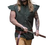 Leonardo Carbone® Men's Classic Wams Charles Elegant Design Perfect for Role Play Vests Jackets Medieval Clothing LARP Costume Cotton, Green, L