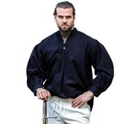 Leonardo Carbone® Oswald Pintuck Shirt - Medieval Clothing Men's Medieval Shirt, LARP Clothing, Festival Outfit Men, Carnival Costume Men, Casual Shirts Long Sleeve, black, L