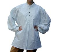 Leonardo Carbone® Oswald Pintuck Shirt - Medieval Clothing Men's Medieval Shirt, LARP Clothing, Festival Outfit Men, Carnival Costume Men, Casual Shirts Long Sleeve, White, XXL