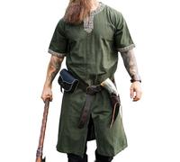 Leonardo Carbone® Short-Sleeve Tunic Richard - Medieval Clothing for Men, Medieval Shirt, Casual Short-Sleeve Shirts, Carnival Costume for Men, Viking Tunic, LARP Clothing - 100% Cotton Green 2XL