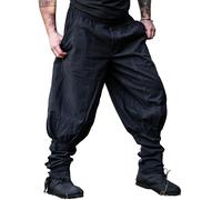 Leonardo Carbone® Tiago Trousers with Leg Lacing - Men's Trousers, Medieval Clothing Men, Viking Trousers, Costume Men, Festival Outfit, LARP, Cosplay, Casual Trousers, Long - 100% Cotton, black, S